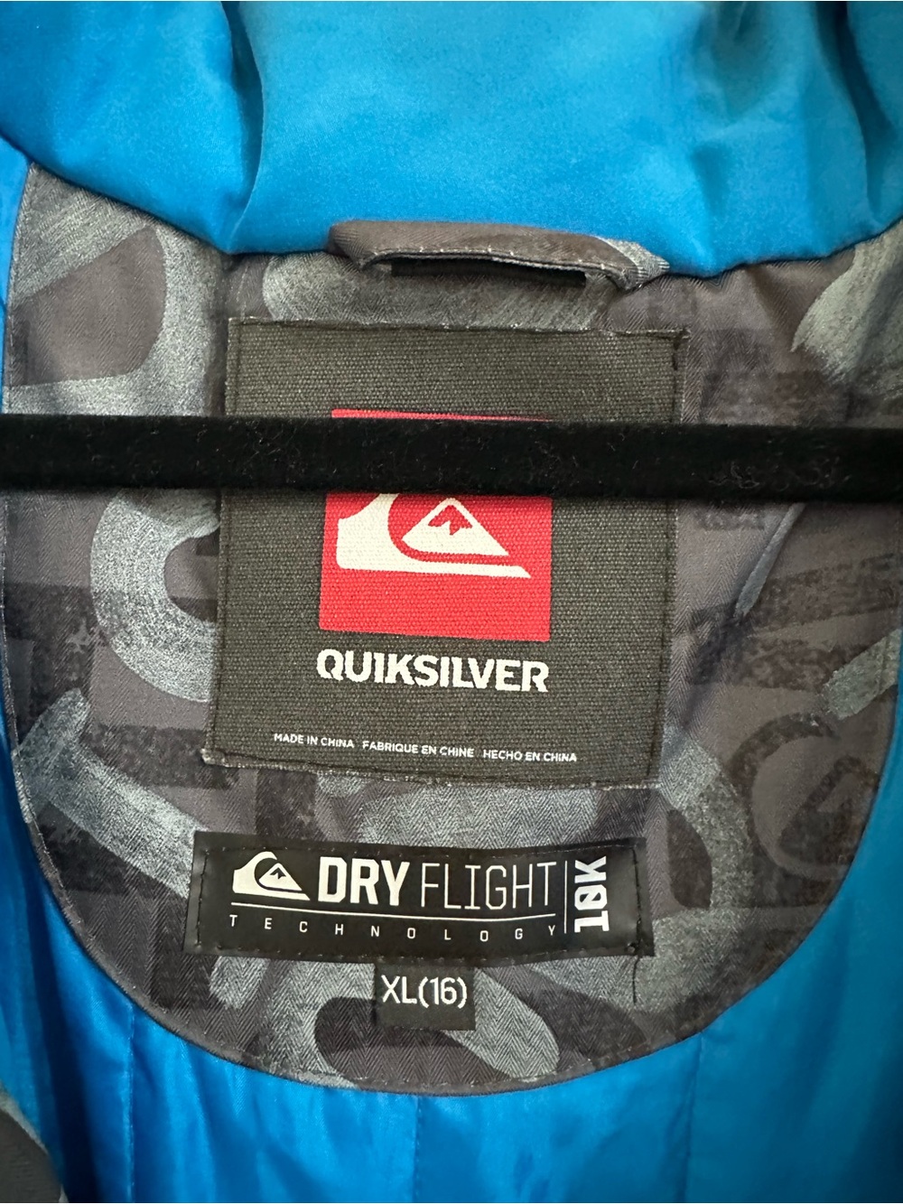Quicksilver Logo Blue Black Gray Ski & Snowboard Jacket Coat Youth XL Size 16 - Picture 2 of 8